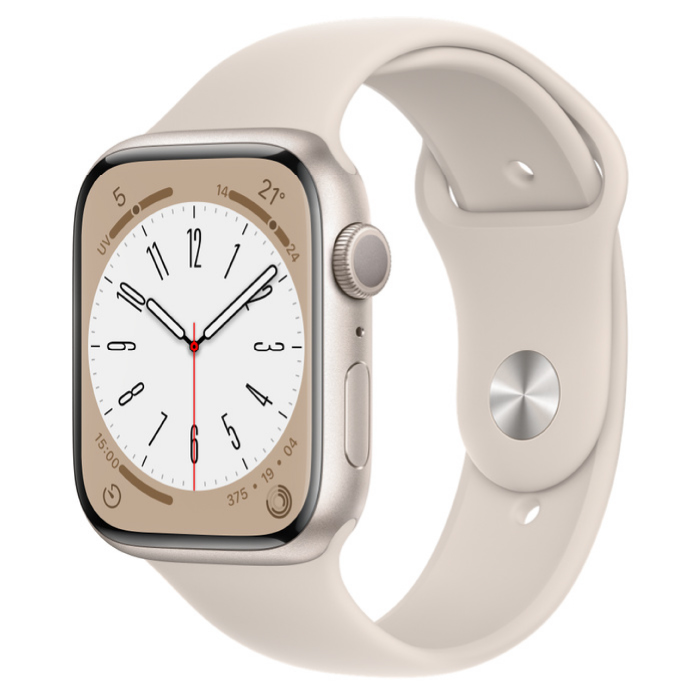 Apple Watch Series 8, 41 мм, корпус из алюминия цвета «сияющая звезда», спортивный ремешок «сияющая звезда» S/M (MNU93)