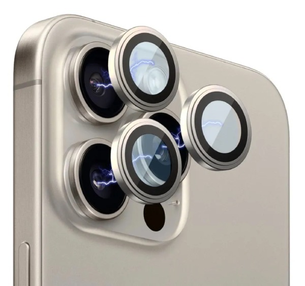 Защитное стекло линзы WiWU 9H Aluminum на камеру iPhone 15 Pro/15 Pro Max, белое