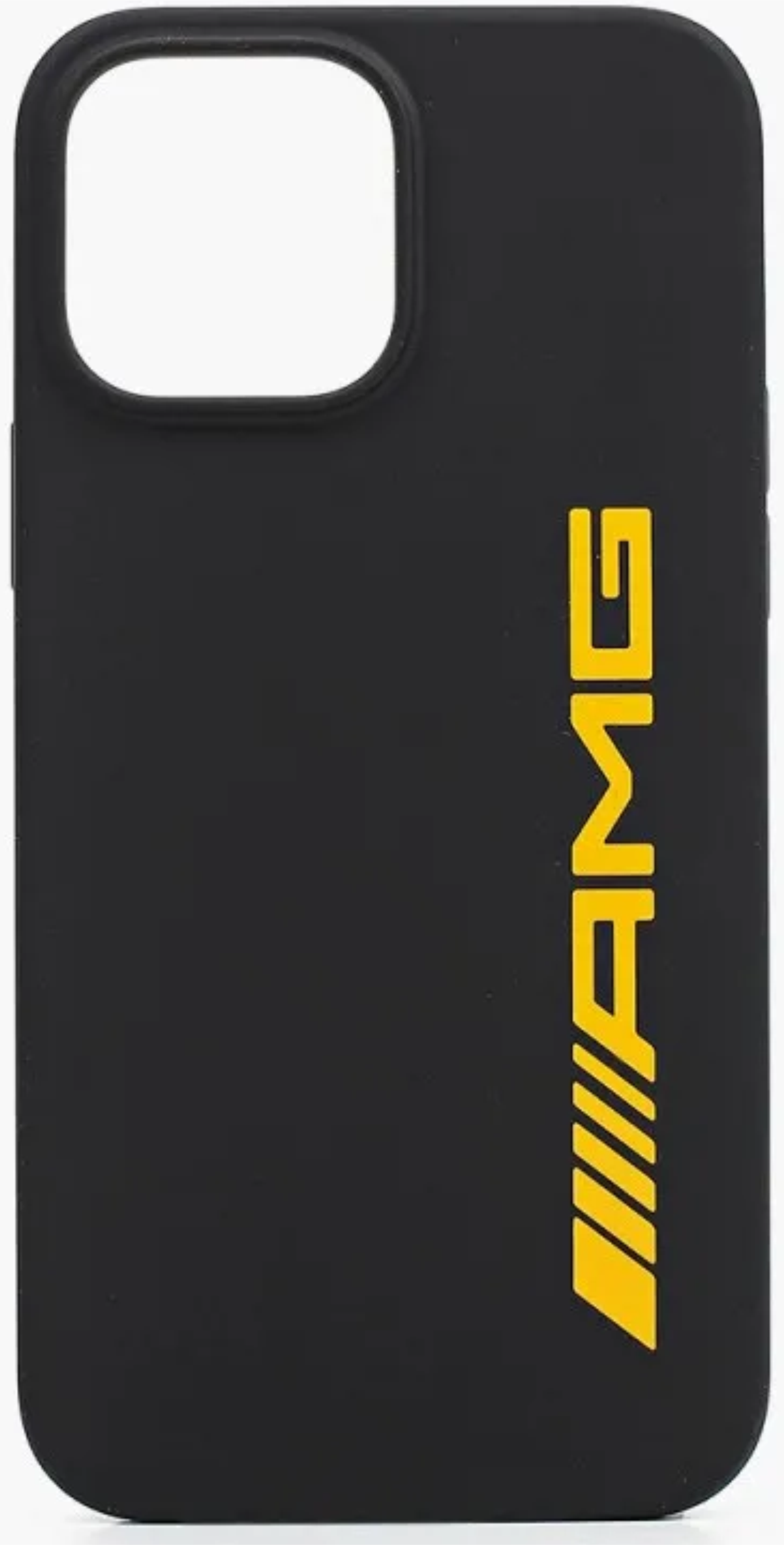 Чехол Mercedes для iPhone 13 Pro Max Liquid silicone with Yellow big logo Hard Black