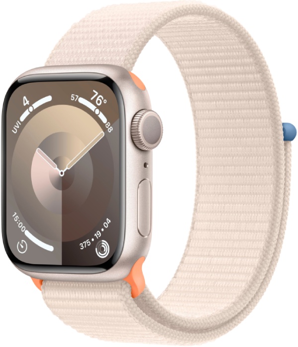 Apple Watch Series 9, 41 мм, корпус из алюминия цвета «сияющая звезда», ремешок  нейлоновый ремешок «сияющая звезда» (MRHQ3)