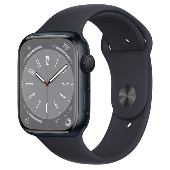 Apple Watch Series 8, 41 мм, корпус из алюминия цвета «темная ночь», спортивный ремешок «темная ночь» S/M (MNU73)