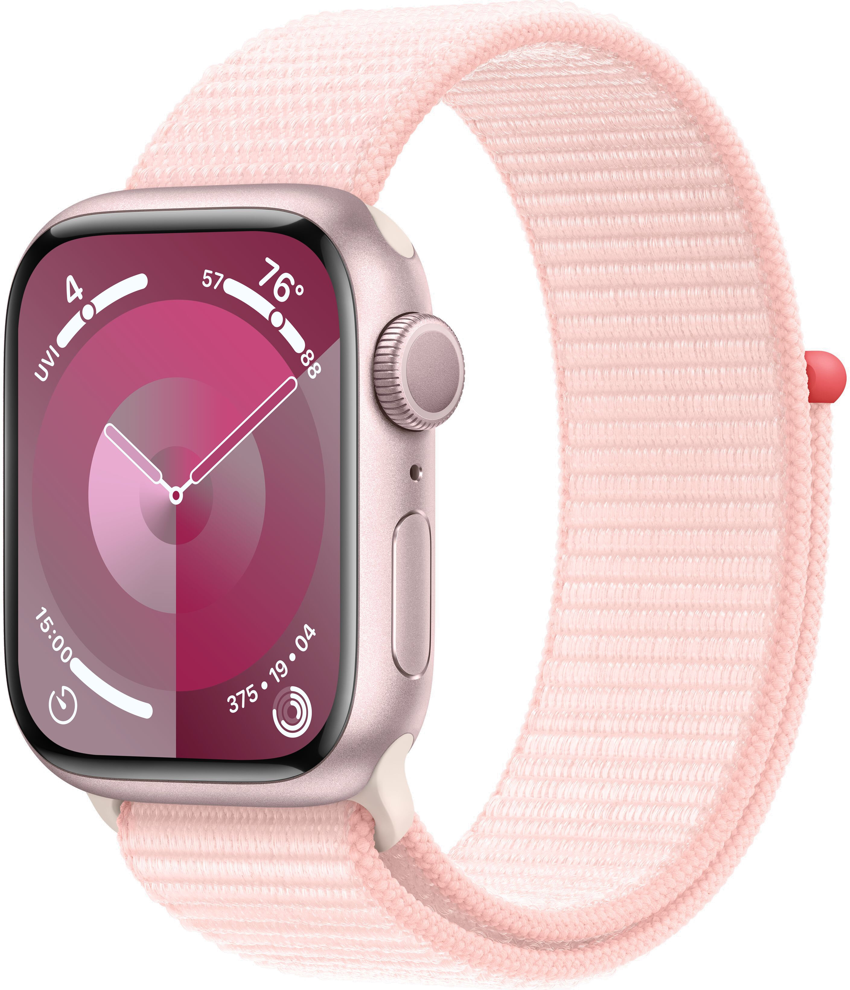 Apple Watch Series 9, 41 мм, корпус из алюминия розового цвета, спортивный ремешок Loop розового цвета (MR953)