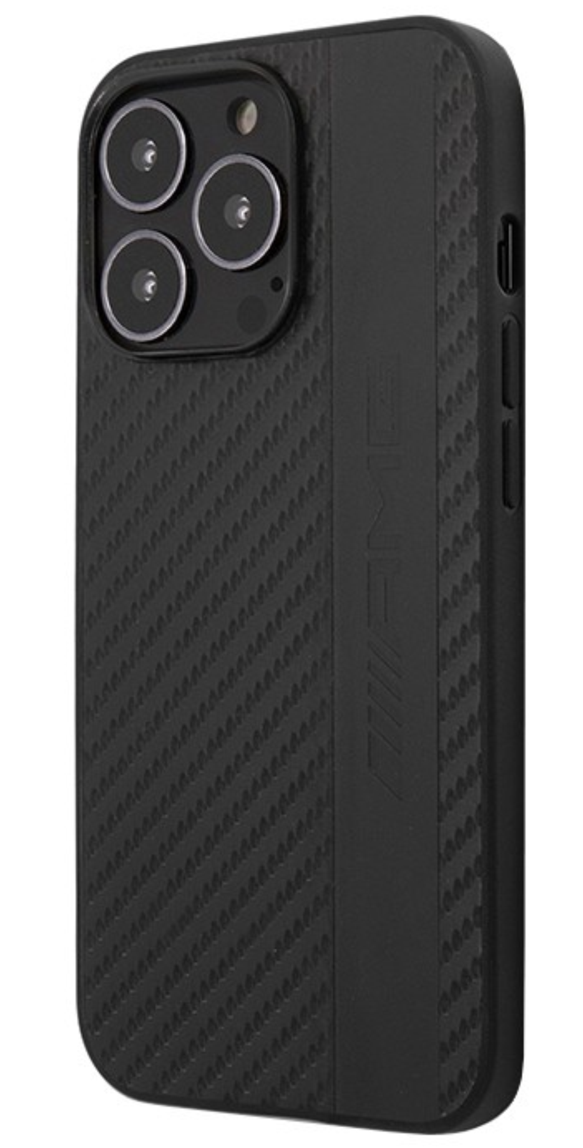 Чехол Mercedes для iPhone 13 Pro Max PU Carbon effect Grey stripe Hard Black