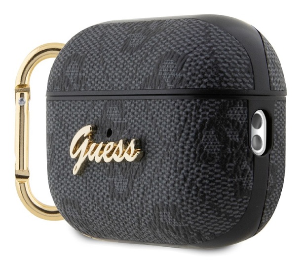 Чехол Guess для Airpods Pro 2 PU leather 4G with metal logo and carabin Black