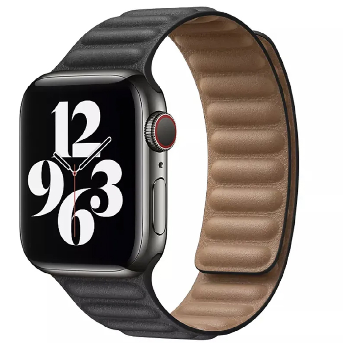 Ремешок кожаная петля для Apple Watch 42/44/45мм, черный