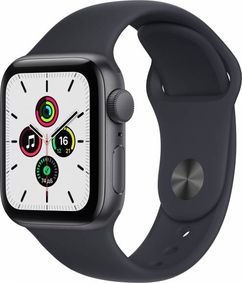 Apple Watch SE, 40 мм, (MKQQ3) GPS + LTE корпус из алюминия цвета «серый космос», спортивный браслет цвета «тёмная ночь»
