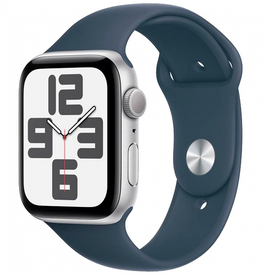 Apple Watch SE 2023, 40 мм, корпус из алюминия серебристого цвета, спортивный ремешок синего цвета S/M (MRE13)