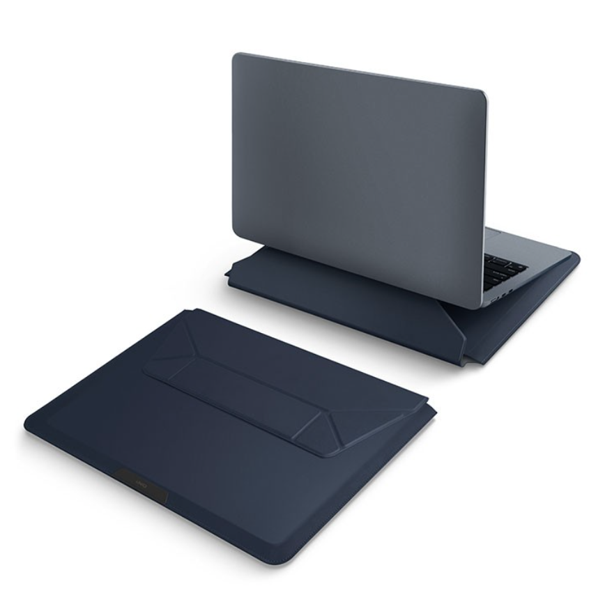 Сумка Uniq для MacBook 14" Oslo V.2 PU leather Magnetic Laptop, синяя