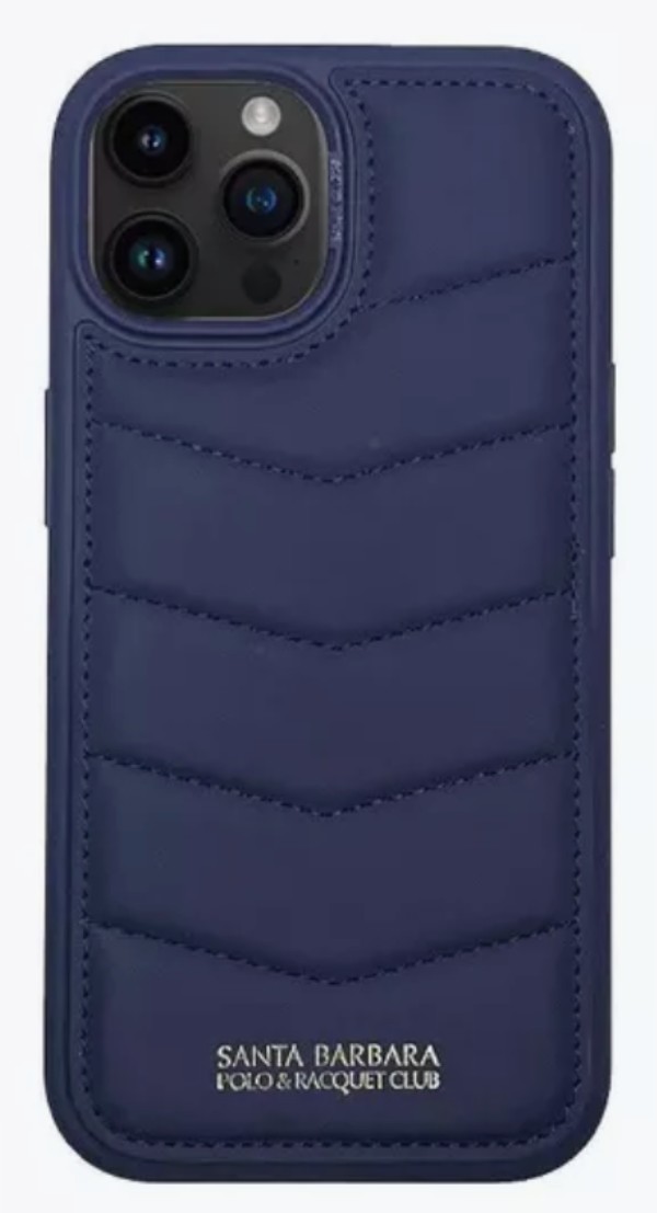 Чехол Santa Barbara Polo Clyde Series Puffer Leather Back Cover iPhone 15 Pro, blue