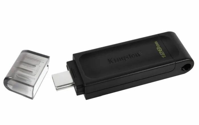 Флеш-накопитель USB Type-C 3.1 Kingston 128GB Data Traveler 70  (USBA/Type-C) Черный