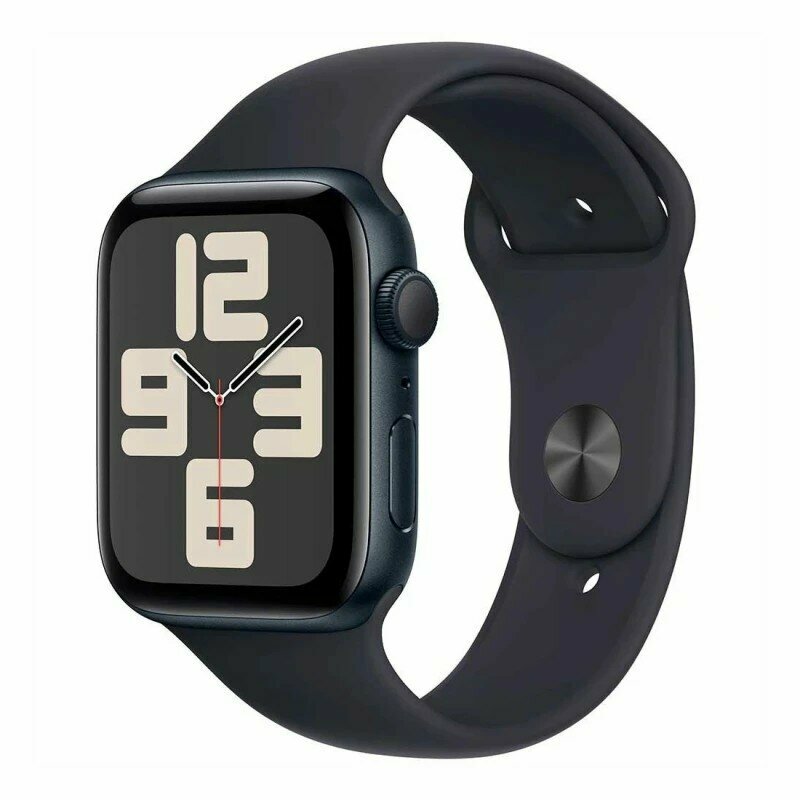 Apple Watch SE 2023, 40 мм, корпус из алюминия цвета «темная ночь», спортивный ремешок цвета «темная ночь» S/M (MR9X3)
