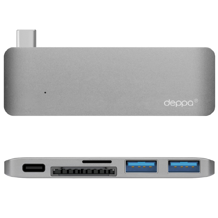 Адаптер Deppa USB-C адаптер для Macbook, 5в1, графит