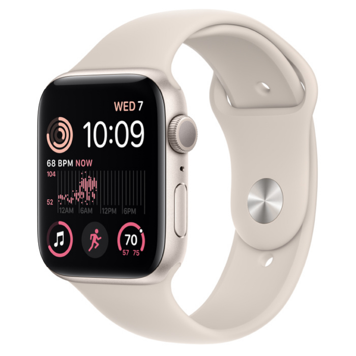 Apple Watch SE 2022, 40 мм, корпус из алюминия цвета «сияющая звезда», спортивный браслет цвета «сияющая звезда» (MNT33), M/L