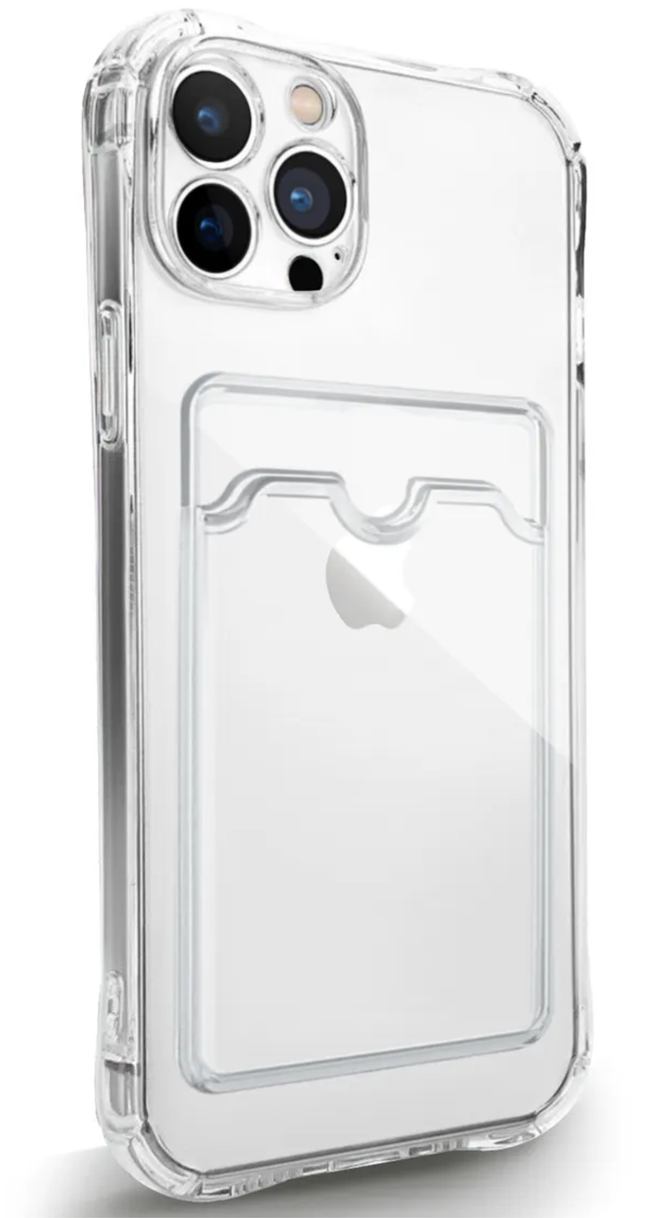 Чехол силиконовый для iPhone 13 Pro Max прозрачный с кармашком карт