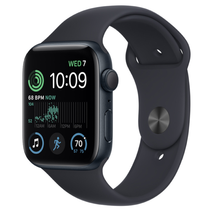 Apple Watch SE 2022,  40 мм, корпус из алюминия цвета «темная ночь», спортивный браслет цвета «темная ночь», S/M (MNT73/MNJT3)